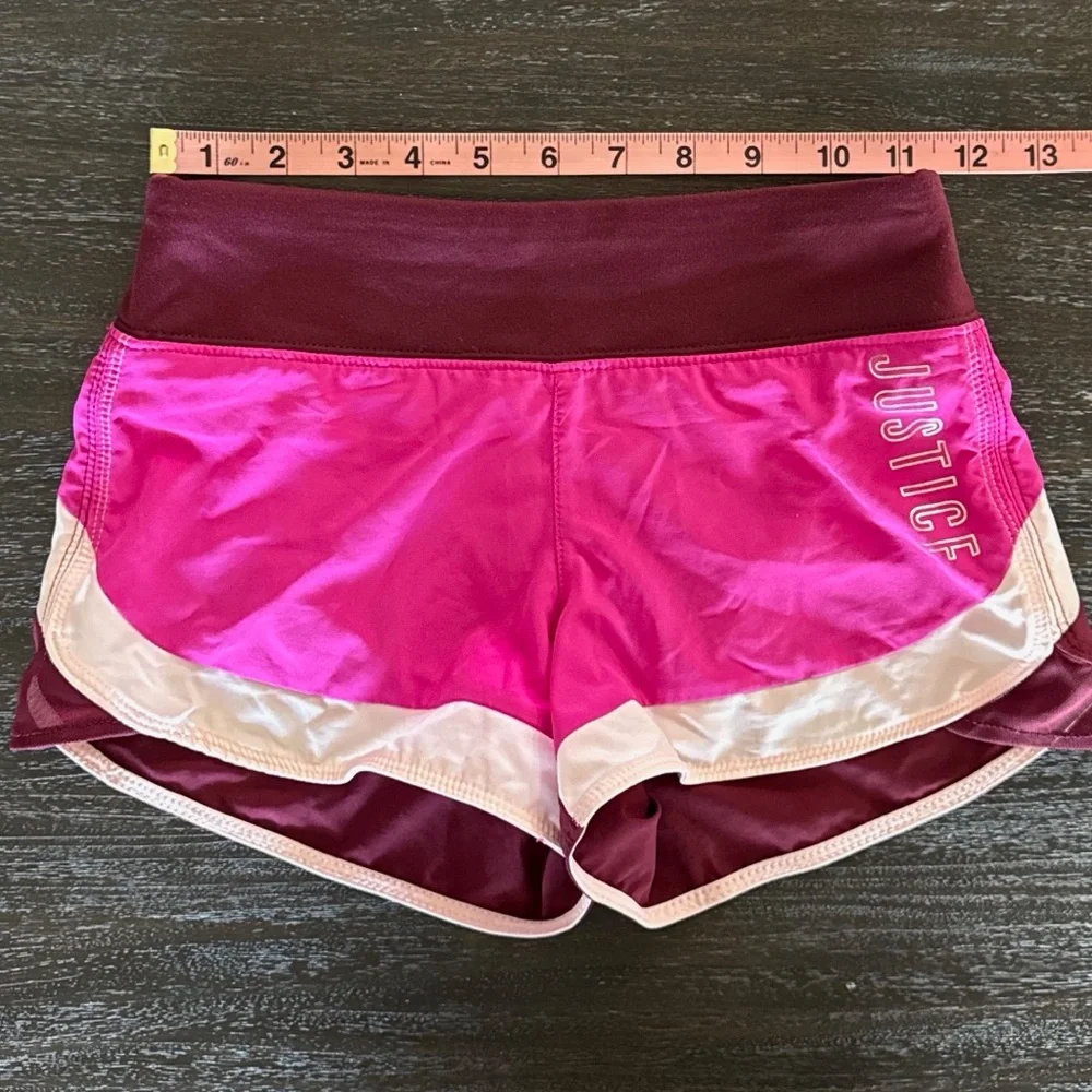 Justice Girls 7 Grey & White & Pink Pair of Athletic Shorts